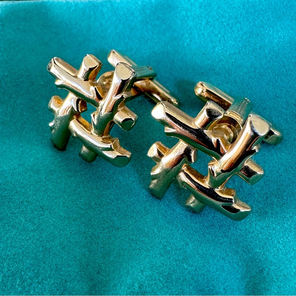 Vintage Hickok Cuff Links- Rustic or Bamboo- MCM